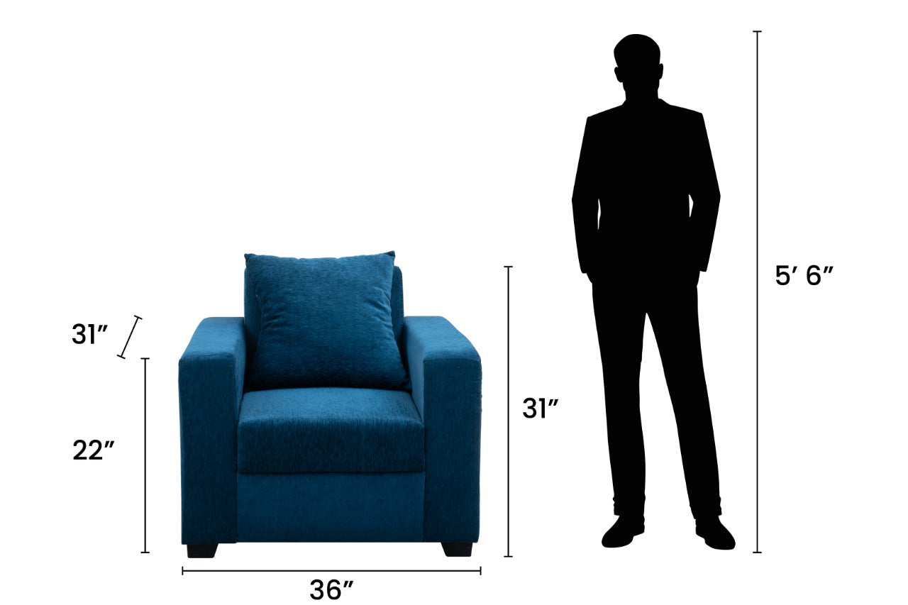 Sapphire Blue 5-Seater Sofa (3+1+1)